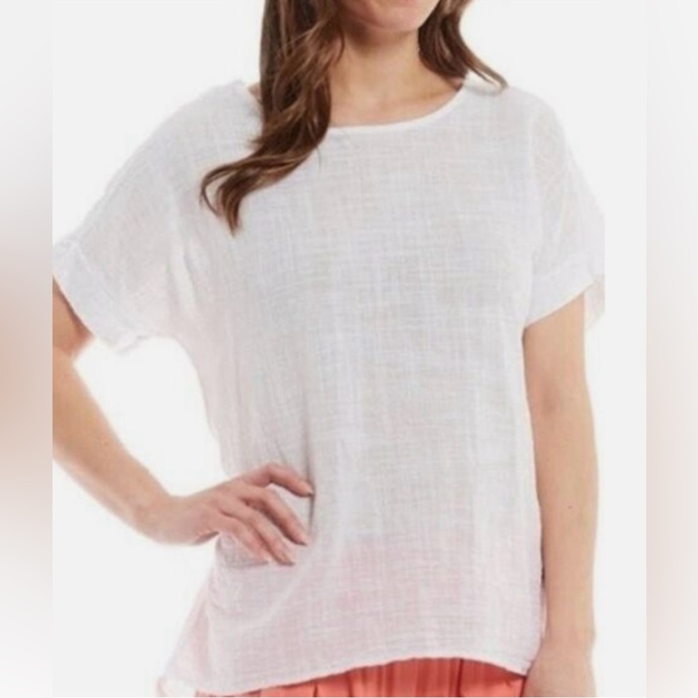 Terzo Millennio | Linen Button Back High/Low Tunic | White | L